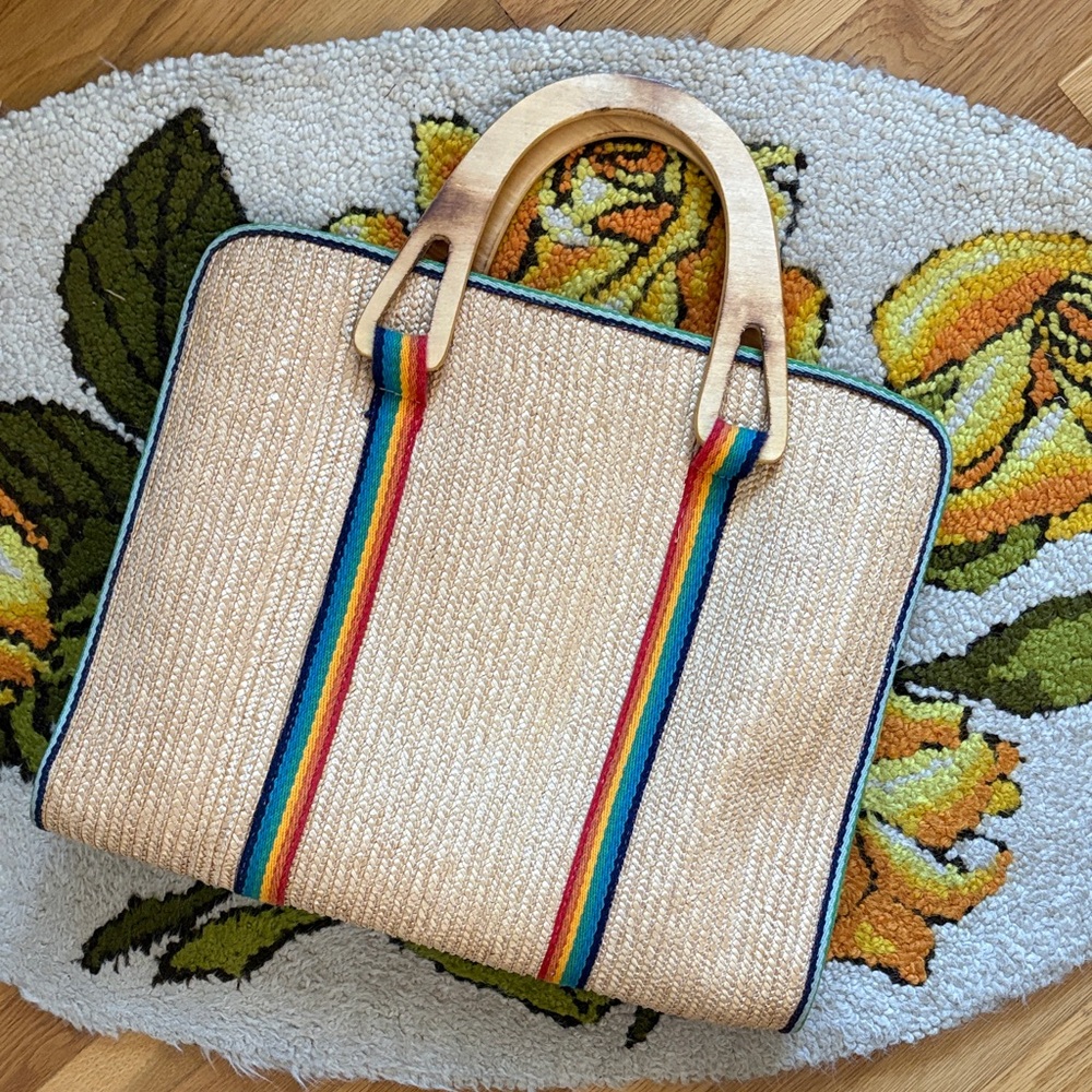 🌈 Vintage Rainbow Beach Tote Bag 🌈